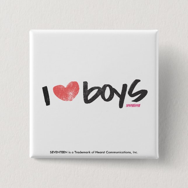I Heart Boys Pink 15 Cm Square Badge (Front)