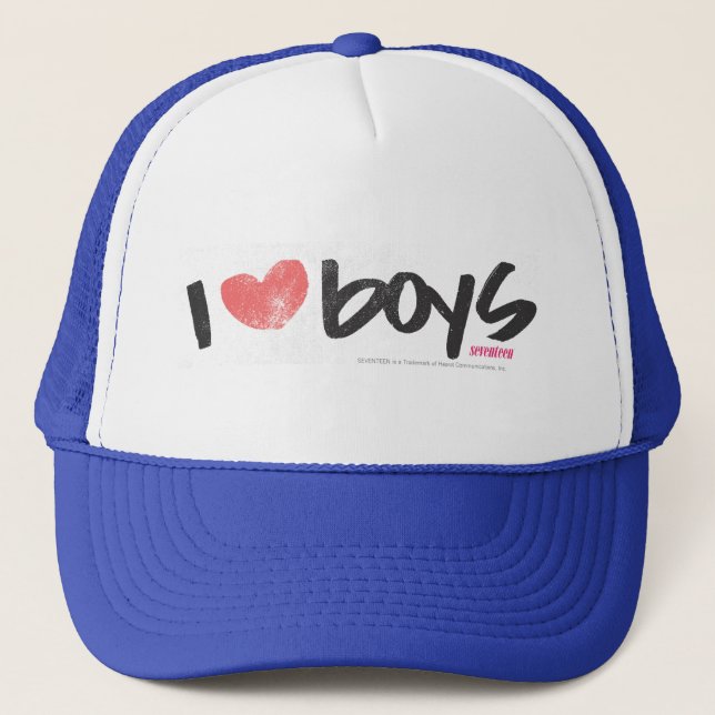 I Heart Boys Pink Trucker Hat (Front)