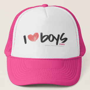 I Heart Boys Pink Trucker Hat