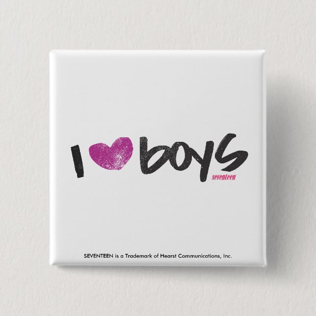 I Heart Boys Purple 15 Cm Square Badge (Front)