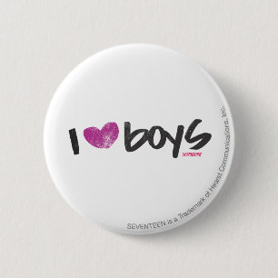 I Heart Boys Purple 6 Cm Round Badge