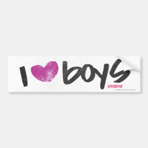 I Heart Boys Purple Bumper Sticker
