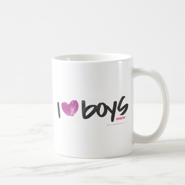 I Heart Boys Purple Coffee Mug (Right)