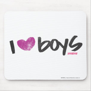 I Heart Boys Purple Mouse Mat