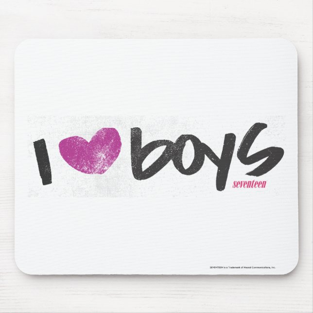 I Heart Boys Purple Mouse Mat (Front)
