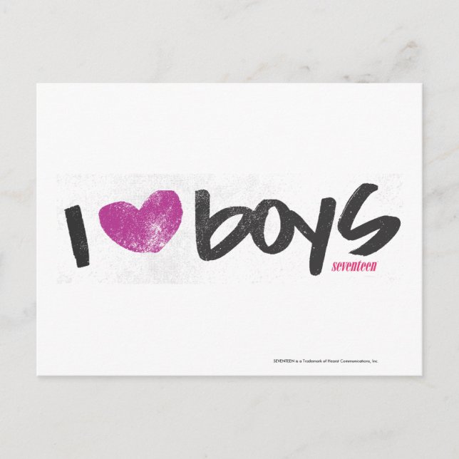I Heart Boys Purple Postcard (Front)