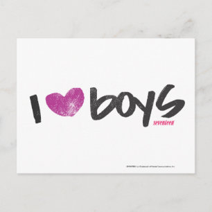 I Heart Boys Purple Postcard