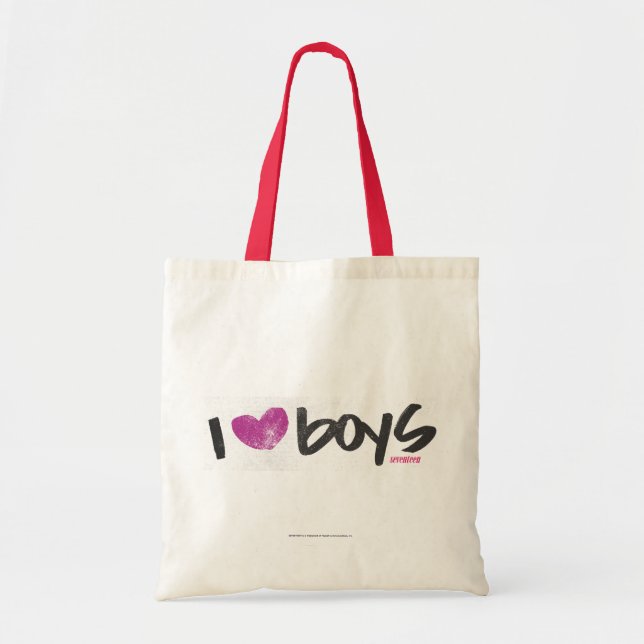 I Heart Boys Purple Tote Bag (Front)