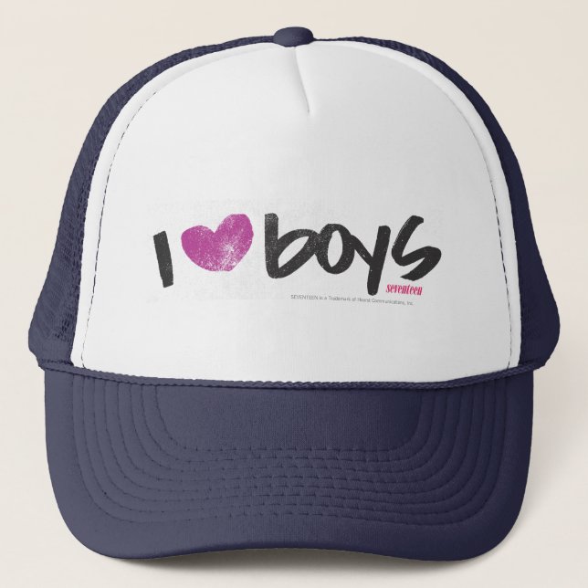 I Heart Boys Purple Trucker Hat (Front)