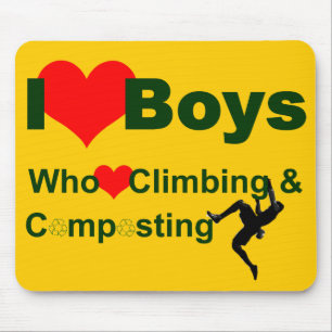 I heart boys who heart climbing and composting mouse mat