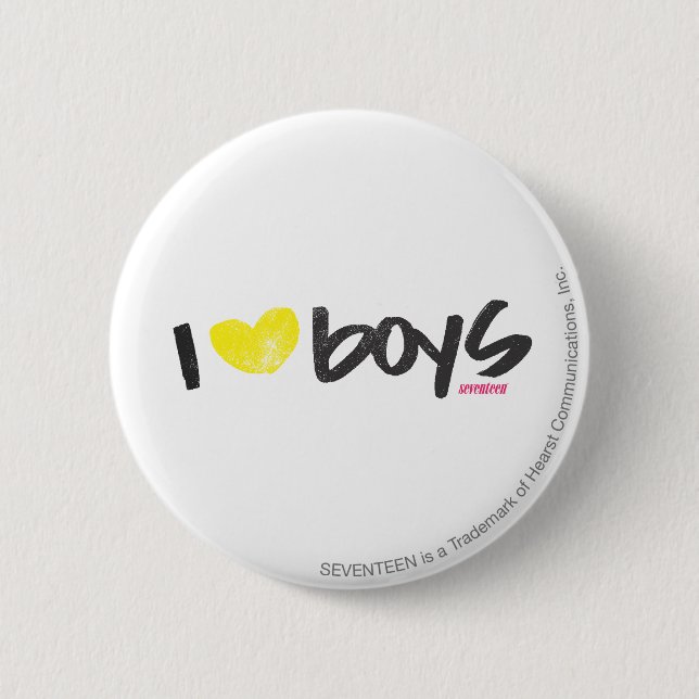 I Heart Boys Yellow 6 Cm Round Badge (Front)