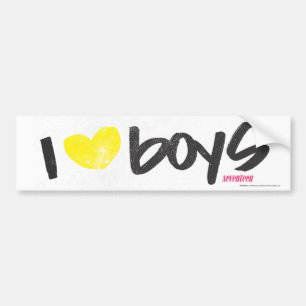 I Heart Boys Yellow Bumper Sticker