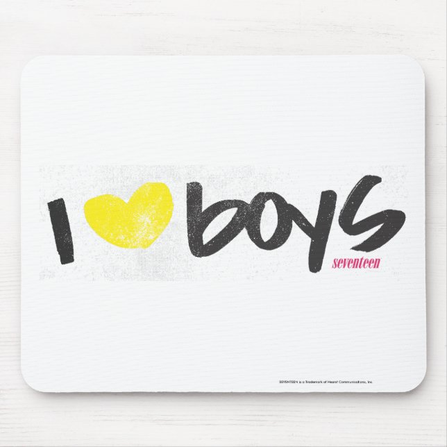 I Heart Boys Yellow Mouse Mat (Front)