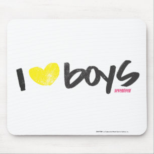 I Heart Boys Yellow Mouse Mat