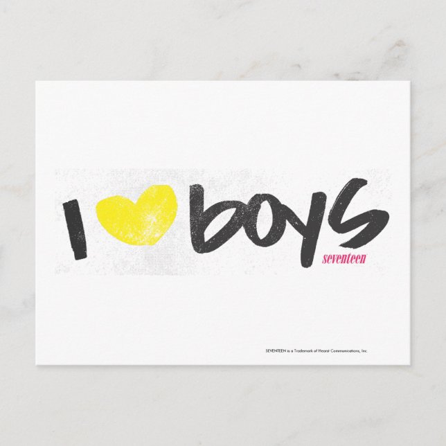 I Heart Boys Yellow Postcard (Front)