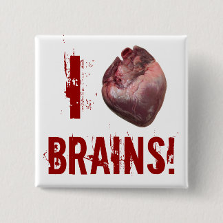 I Heart Brains! 15 Cm Square Badge