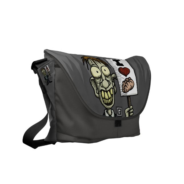 I Heart Brains Zombie Messenger Bag (Front Left)