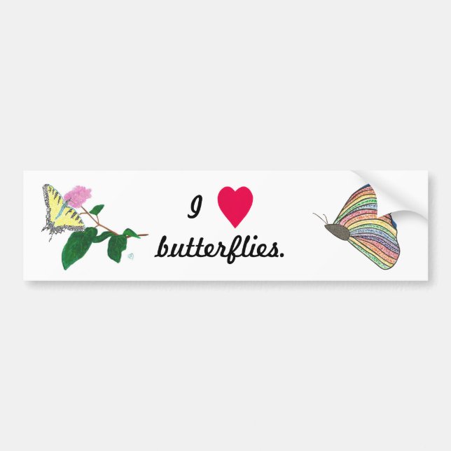 I heart butterflies, bumper stickers (Front)