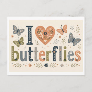"I [Heart] Butterflies" Postcard