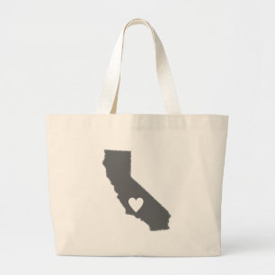 I Heart California Grunge Look Outline State Love Large Tote Bag