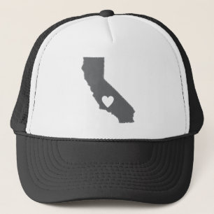 I Heart California Grunge Look Outline State Love Trucker Hat