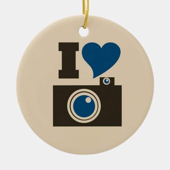 I Heart Camera Ceramic Tree Decoration (Front)