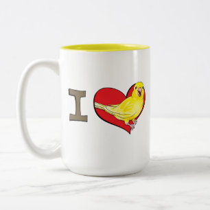 I heart canaries Two-Tone coffee mug
