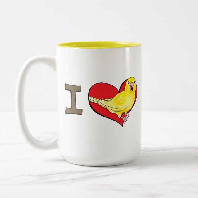 I heart canaries Two-Tone coffee mug (Left)