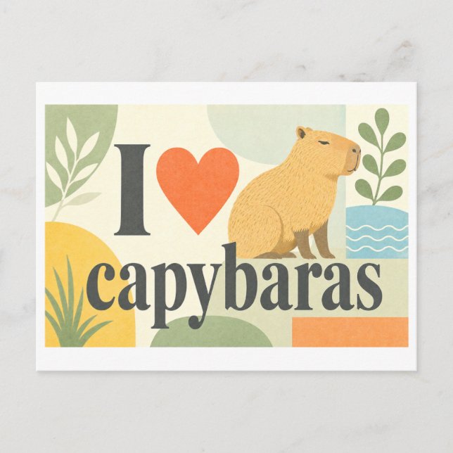 "I [Heart] Capybaras" Postcard (Front)