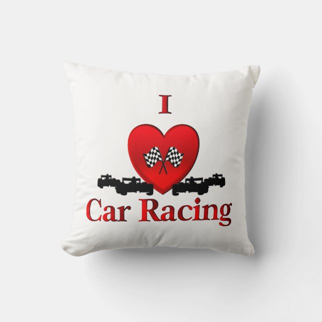 I Heart Car Racing Cushion (Front)