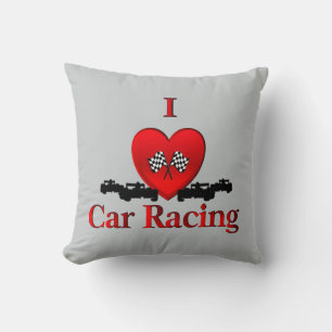 I Heart Car Racing Grey Cushion