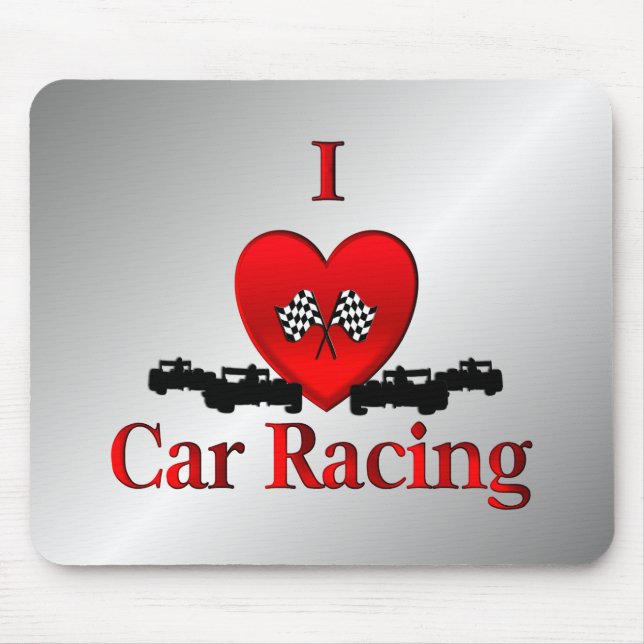 I Heart Car Racing Mouse Mat (Front)