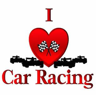 I Heart Car Racing Standing Photo Sculpture