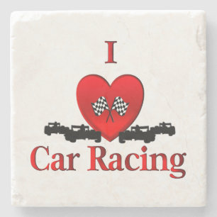 I Heart Car Racing Stone Coaster