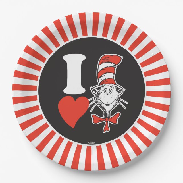I Heart Cat in the Hat Paper Plate (Front)