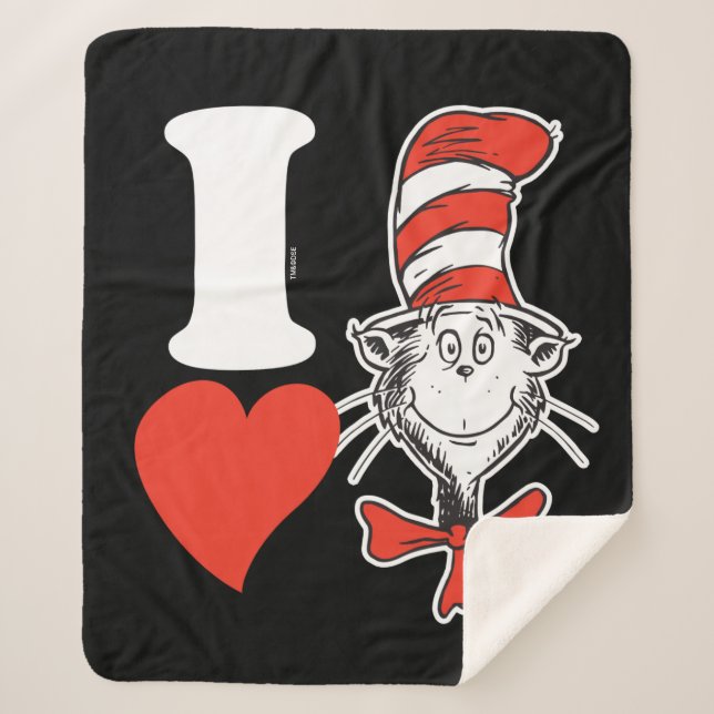 I Heart Cat in the Hat Sherpa Blanket (Front)