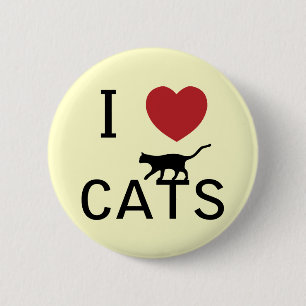 i heart cats 6 cm round badge