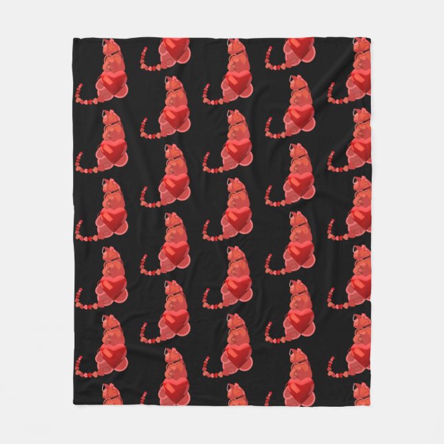I heart cats black and red fleece blanket (Front)