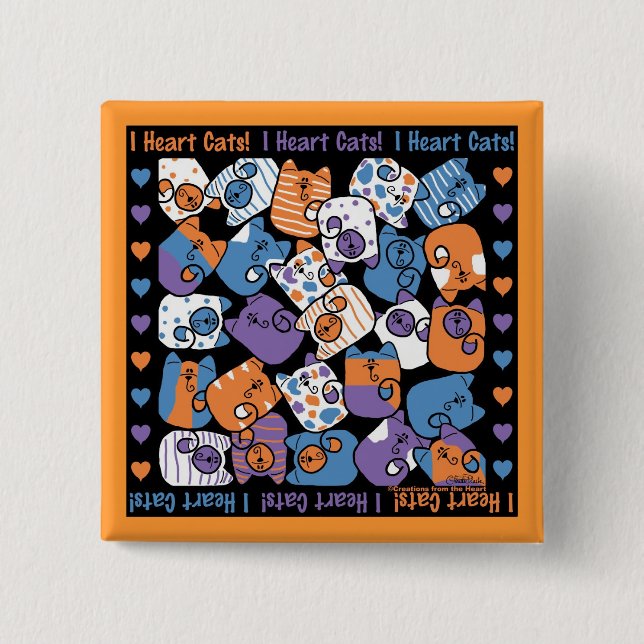 I Heart Cats! Collage 15 Cm Square Badge (Front)