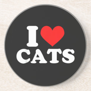I Heart Cats - I Heart Cats I Love Cats Coaster