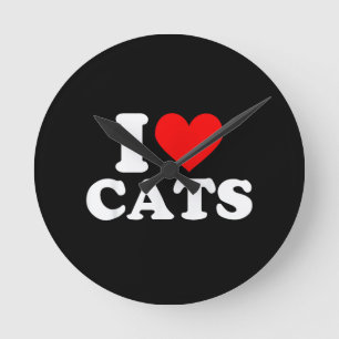 I Heart Cats - I Heart Cats I Love Cats Round Clock