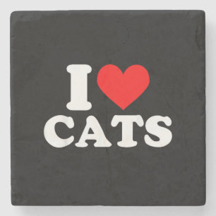 I Heart Cats - I Heart Cats I Love Cats Stone Coaster