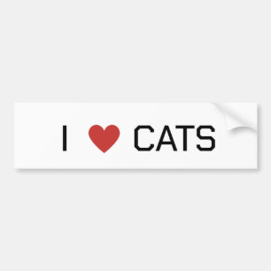 I Heart Cats Message Car Magnet Bumper Sticker