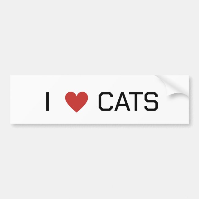 I Heart Cats Message Car Magnet Bumper Sticker (Front)