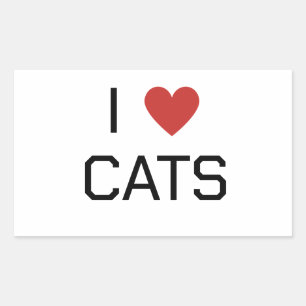 I Heart Cats Message Rectangular Sticker