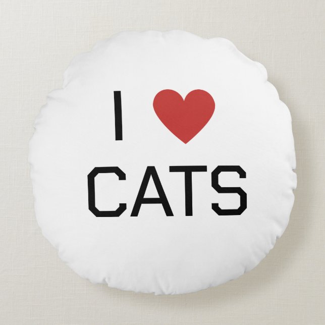 I Heart Cats Message Round Cushion (Front)