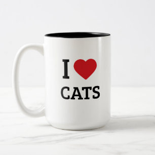 I Heart Cats - Minimalist Cat Lover Pet Parent Two-Tone Coffee Mug