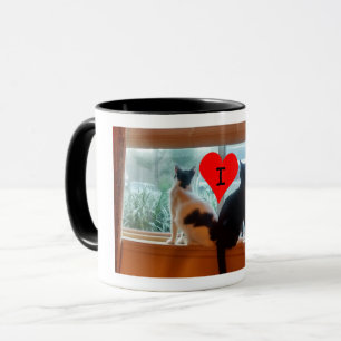 I Heart Cats, Photo of Cats on Windowsill Mug