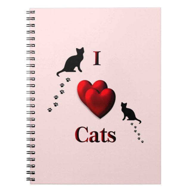 I Heart Cats Pink Notebook (Front)
