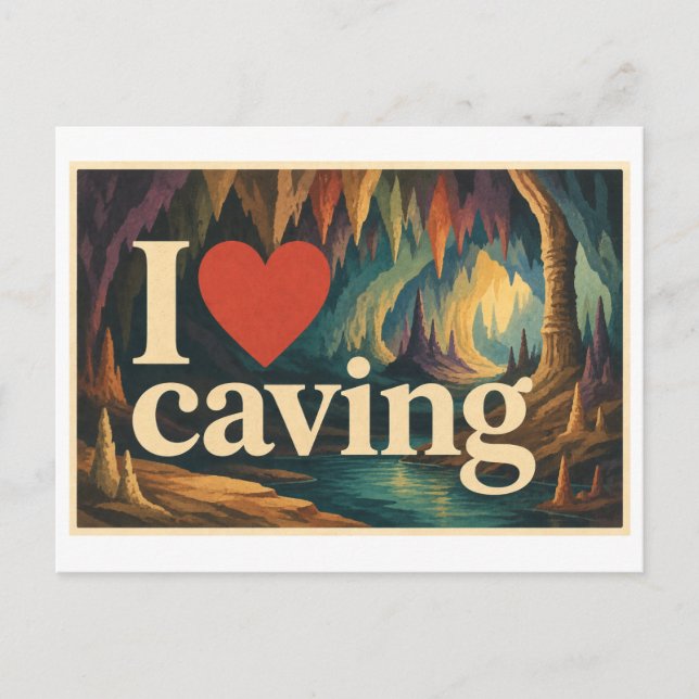 "I [Heart] Caving" Postcard (Front)
